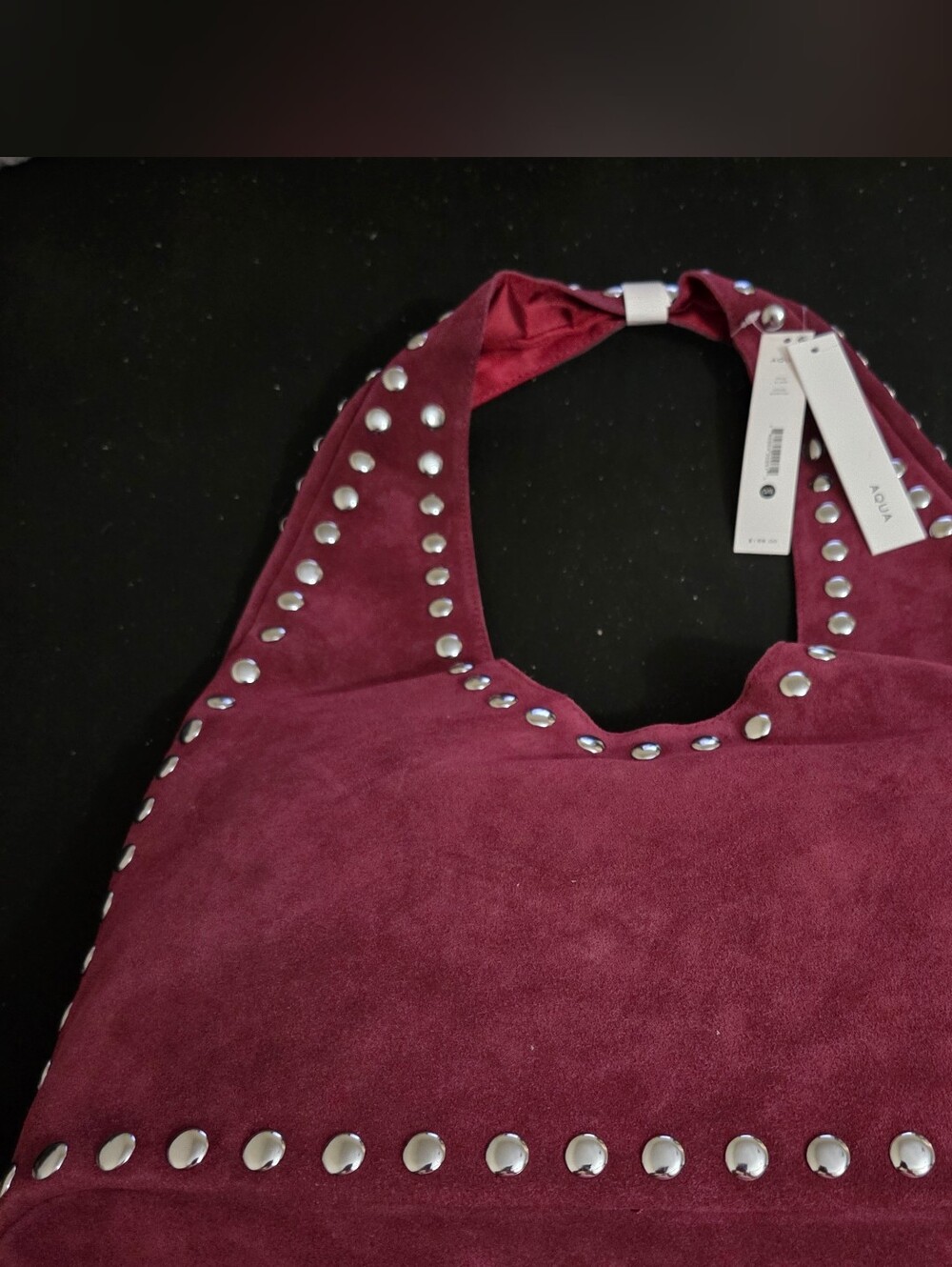Aqua Studded Suede Hobo Bag - Picture 5 of 7